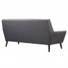 Armen Living Cobra Mid-Century Modern Sofa in Dark Gray Linen and Walnut Legs Back