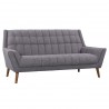 Armen Living Cobra Mid-Century Modern Sofa in Dark Gray Linen and Walnut Legs - Angled