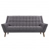 Armen Living Cobra Mid-Century Modern Sofa in Dark Gray Linen and Walnut Legs - Front