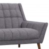 Armen Living Cobra Mid-Century Modern Sofa in Dark Gray Linen and Walnut Legs - Close-Up