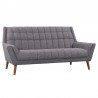 Armen Living Cobra Mid-Century Modern Sofa in Dark Gray Linen and Walnut Legs Side