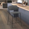 Armen Living Carlo 26" Gray Faux Leather And Black Metal Counter Height Bar Stool 
