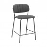 Armen Living Carlo 26" Gray Faux Leather And Black Metal Counter Height Bar Stool  003