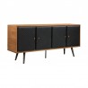 Armen Living Coco Rustic Oak Wood and Faux Leather Sideboard Cabinets Side Angle