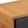 Armen Living Coco Rustic Oak Wood and Faux Leather Sideboard Cabinets Corner