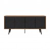 Armen Living Coco Rustic Oak Wood and Faux Leather Sideboard Cabinets Front