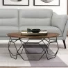 Armen Living Cosmo Walnut Veneer Coffee Table with Black Metal Base - Armen Living Cosmo Walnut Veneer Coffee Table with Black Metal Base