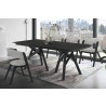 Cortina 79" Mid-Century Modern Black Wood Dining Table with Black Legs