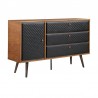 Armen Living Carnaby 6 Drawer Dresser in Black Brushed Oak and Bronze Front Angle