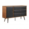 Armen Living Coco Rustic Oak Wood and Faux Leather Dresser- Side View