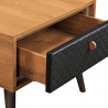 Armen Living Coco Rustic Single Drawer Oak Wood and Faux Leather Nightstand in Black 06