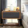Armen Living Coco Rustic Single Drawer Oak Wood and Faux Leather Nightstand in Black