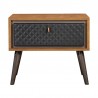 Armen Living Coco Rustic Single Drawer Oak Wood and Faux Leather Nightstand in Black 04