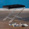 Armen Living Cody Modern and Contemporary Tufted Ottoman in Black Velvet with Acrylic Legs