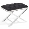 Armen Living Cody Modern and Contemporary Tufted Ottoman in Black Velvet with Acrylic Legs Side View