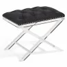 Armen Living Cody Modern and Contemporary Tufted Ottoman in Black Velvet with Acrylic Legs Side View - Armen Living Cody Modern and Contemporary Tufted Ottoman in Black Velvet with Acrylic Legs Side View