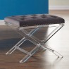 Armen Living Cody Modern and Contemporary Tufted Ottoman in Gray Velvet with Acrylic Legs Lifestyle