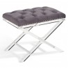 Armen Living Cody Modern and Contemporary Tufted Ottoman in Gray Velvet with Acrylic Legs