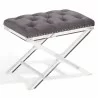 Armen Living Cody Modern and Contemporary Tufted Ottoman in Gray Velvet with Acrylic Legs - Armen Living Cody Modern and Contemporary Tufted Ottoman in Gray Velvet with Acrylic Legs
