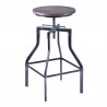 Armen Living Concord Adjustable Barstool In Industrial Gray Finish With Pine Wood Seat 001