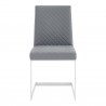 Copen Contemporary Dining Chair in Brushed Stainless Steel and Grey Faux Leather - Set of 2 - Front