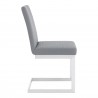 Copen Contemporary Dining Chair in Brushed Stainless Steel and Grey Faux Leather - Set of 2 - Side
