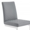 Copen Contemporary Dining Chair in Brushed Stainless Steel and Grey Faux Leather - Set of 2 - Seat Close-Up