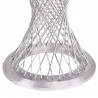 Armen Living Calypso Contemporary Dining Table in Brushed Stainless Steel with Clear Tempered Glass Top - Leg Close-Up