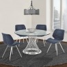 Armen Living Calypso Contemporary Dining Table in Brushed Stainless Steel with Clear Tempered Glass Top - Black