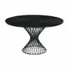 Cirque 54" Round Mid-Century Modern Pedestal Black Wood Dining Table - Cirque 54" Round Mid-Century Modern Pedestal Black Wood Dining Table