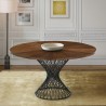 Cirque 54" Round Walnut Wood and Metal Pedestal Dining Table