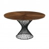 Cirque 54" Round Walnut Wood and Metal Pedestal Dining Table 02