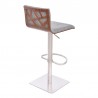 Armen Living Crystal Barstool In Brushed Stainless Steel finish With Gray Fabric And Walnut Back 001