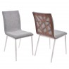 Armen Living Crystal Dining Chair in Brushed Stainless Steel finish with Grey Fabric and Walnut Back - Set of 2