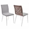 Armen Living Crystal Dining Chair in Brushed Stainless Steel finish with Grey Fabric and Walnut Back - Set of 2 - Armen Living Crystal Dining Chair in Brushed Stainless Steel finish with Grey Fabric and Walnut Back - Set of 2