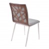 Armen Living Crystal Dining Chair in Brushed Stainless Steel finish with Grey Fabric and Walnut Back - Set of 2 - Back Angle