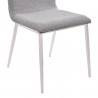 Armen Living Crystal Dining Chair in Brushed Stainless Steel finish with Grey Fabric and Walnut Back - Set of 2 - Seat Close-Up
