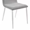 Armen Living Crystal Dining Chair in Brushed Stainless Steel finish with Grey Fabric and Walnut Back - Set of 2 - Seat Close-Up - Armen Living Crystal Dining Chair in Brushed Stainless Steel finish with Grey Fabric and Walnut Back - Set of 2 - Seat Close-Up