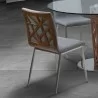 Armen Living Crystal Dining Chair in Brushed Stainless Steel finish with Grey Fabric and Walnut Back - Set of 2 - Lifestyle - Armen Living Crystal Dining Chair in Brushed Stainless Steel finish with Grey Fabric and Walnut Back - Set of 2 - Lifestyle