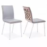 Armen Living Crystal Dining Chair in Brushed Stainless Steel finish with Grey Faux Leather and Walnut Back - Set of 2 - Armen Living Crystal Dining Chair in Brushed Stainless Steel finish with Grey Faux Leather and Walnut Back - Set of 2