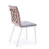 Armen Living Crystal Dining Chair in Brushed Stainless Steel finish with Grey Faux Leather and Walnut Back - Back Angle