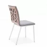 Armen Living Crystal Dining Chair in Brushed Stainless Steel finish with Grey Faux Leather and Walnut Back - Back Angle - Armen Living Crystal Dining Chair in Brushed Stainless Steel finish with Grey Faux Leather and Walnut Back - Back Angle