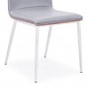 Armen Living Crystal Dining Chair in Brushed Stainless Steel finish with Grey Faux Leather and Walnut Back - Seat Close-Up