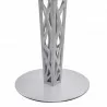 Crystal 48" Round Dining Table in Gray Walnut Veneer Column and Brushed Stainless Steel finish with Clear Tempered Glass Top - Leg Close-Up - Crystal 48" Round Dining Table in Gray Walnut Veneer Column and Brushed Stainless Steel finish with Clear Tempered Glass Top - Leg Close-Up