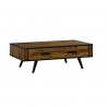 Cusco Rustic Acacia Coffee Table with Drawer - Angled