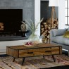 Cusco Rustic Acacia Coffee Table with Drawer - Lifestyle