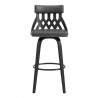Crux 26" Swivel Counter Stool in Gray Faux Leather and Black Wood 003