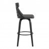 Crux 26" Swivel Counter Stool in Gray Faux Leather and Black Wood 002