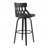 Crux 26" Swivel Counter Stool in Gray Faux Leather and Black Wood 006
