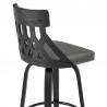 Crux 26" Swivel Counter Stool in Gray Faux Leather and Black Wood 007